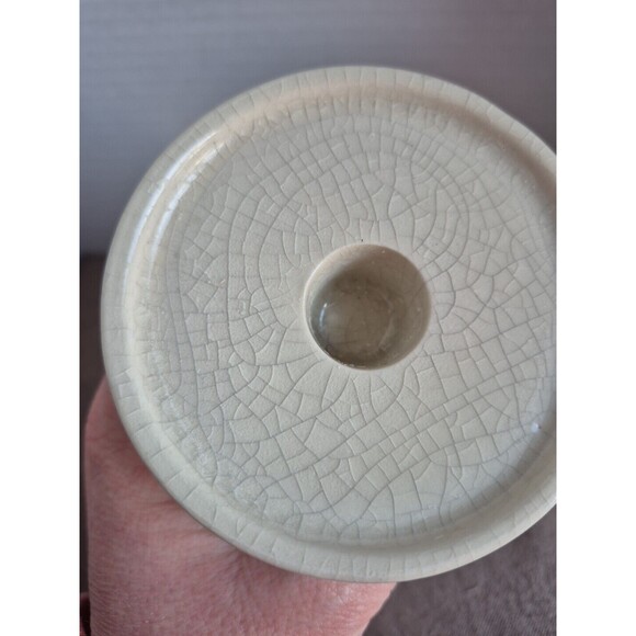 Modern Crazed Glazed Set Of 2 Candle Holders Cream Colored - Picture 10 of 13